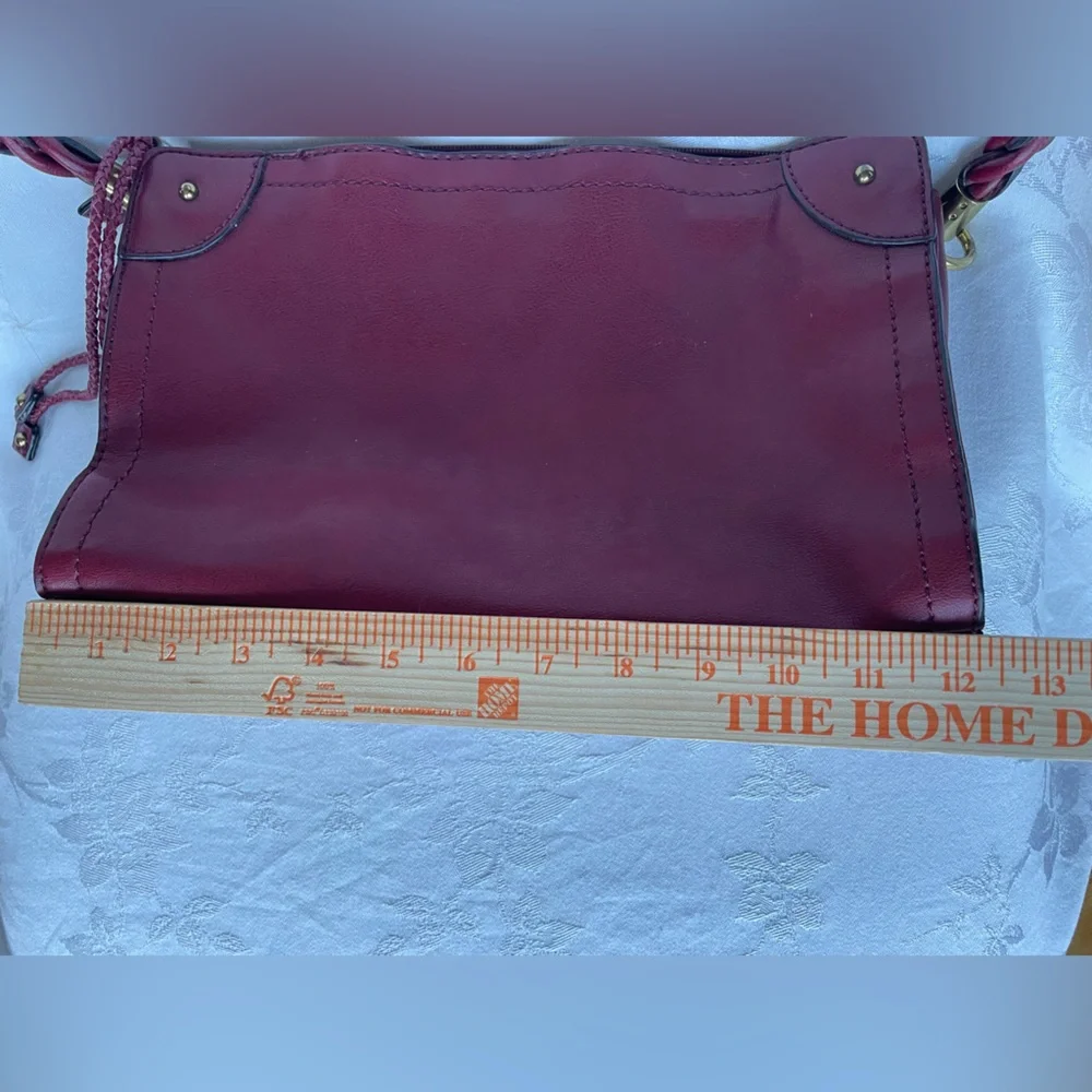 Relic Fossil Windsor Shoulder Bag Purse Vegan Leather Burgundy Braided Strap